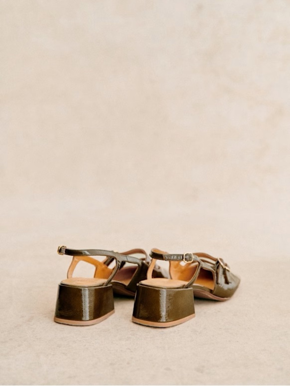 Sézane Paula Babies in Olive Patent Leather - Picture 3 of 8